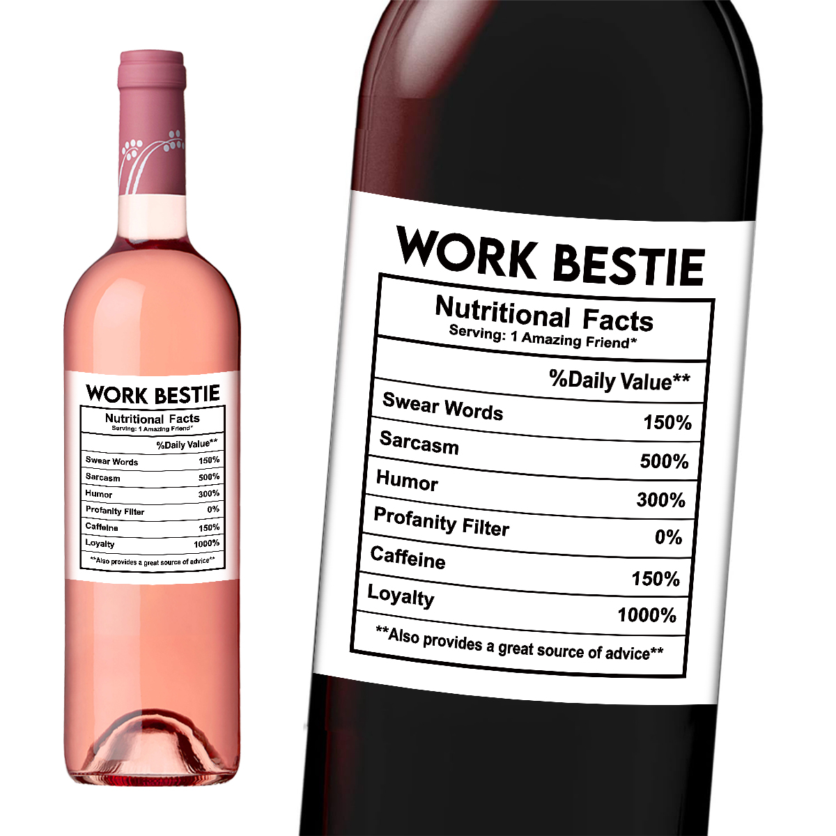Nutrition & Fitness Hub Photos - 4pcs Funny Work Bestie Wine Bottle