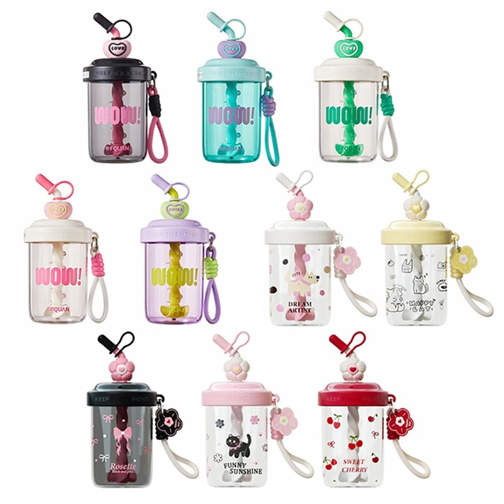 Protein Shaker Bottle - 580ML Water Bottles With Straw Straw