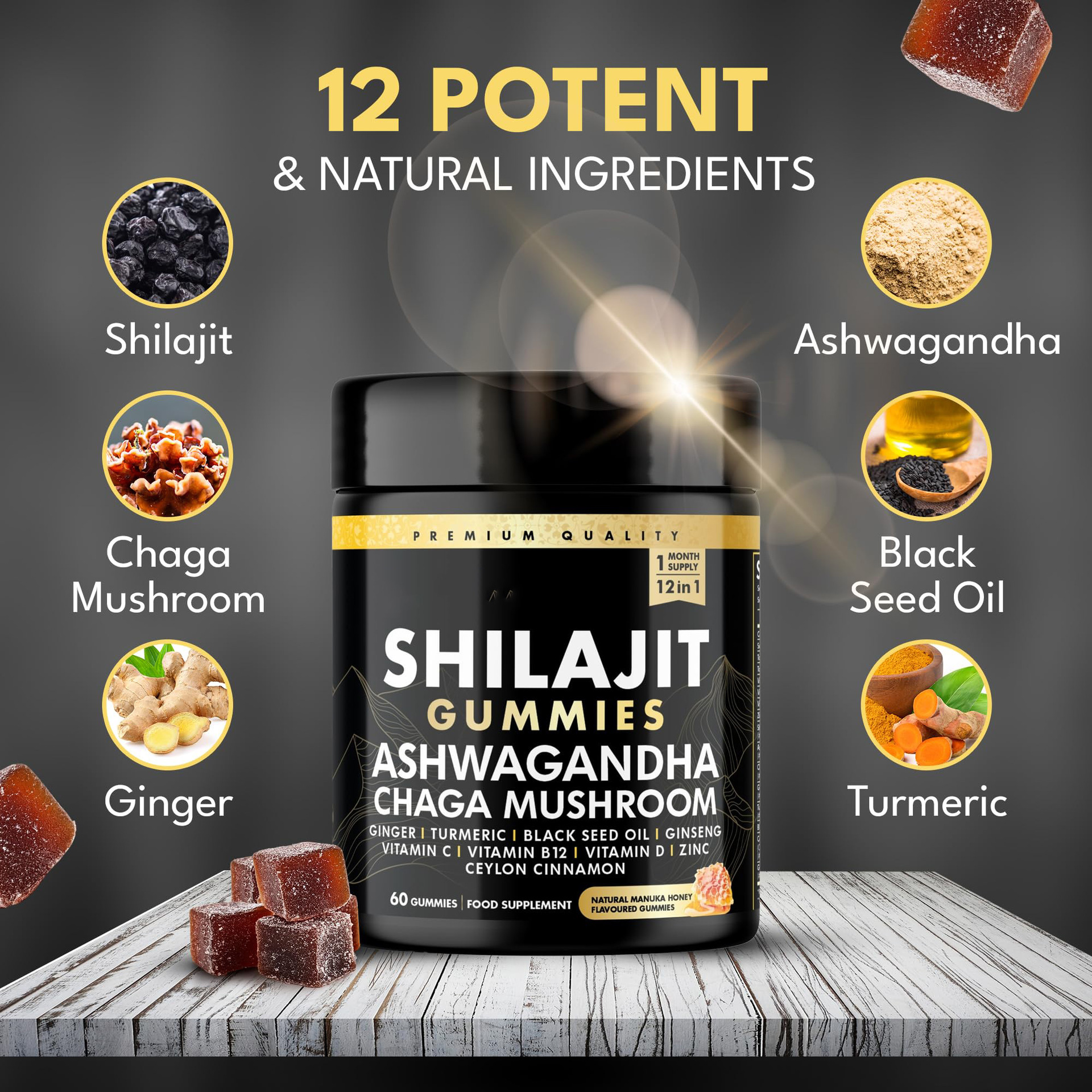 60 Shilajit Gummies with Mushr - Shilajit Resin Pure recensie en prijs