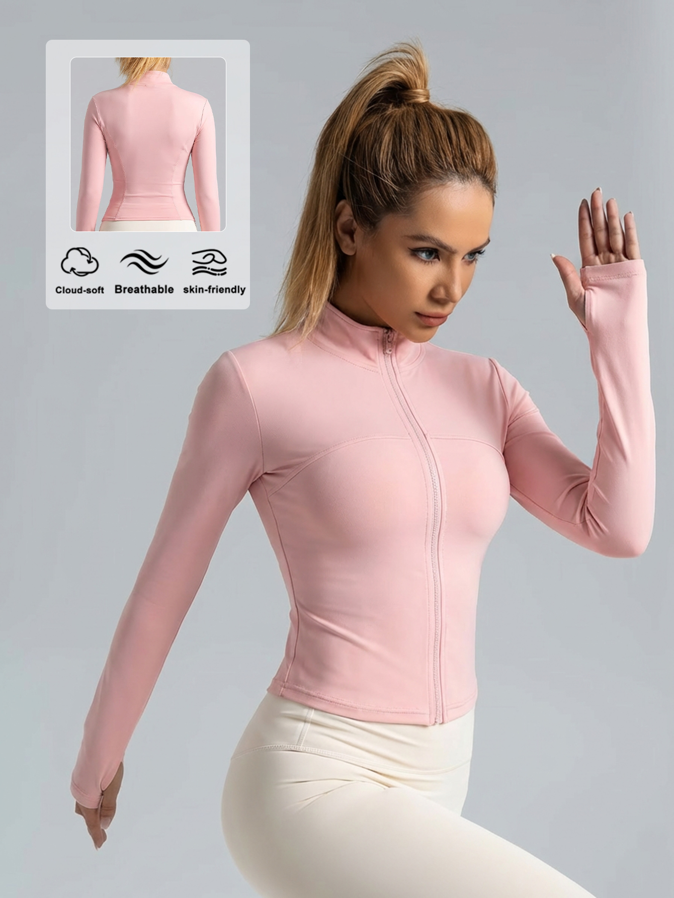 New Women Light pink Yoga Coat - Fitness & Nutrition Lab recensie en prijs