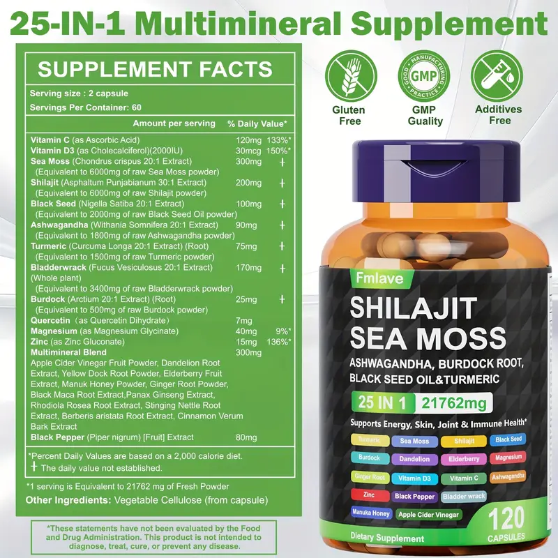 Fmlave 25 in 1 Sea Moss Black  - Black Seed Oil Capsule recensie en prijs