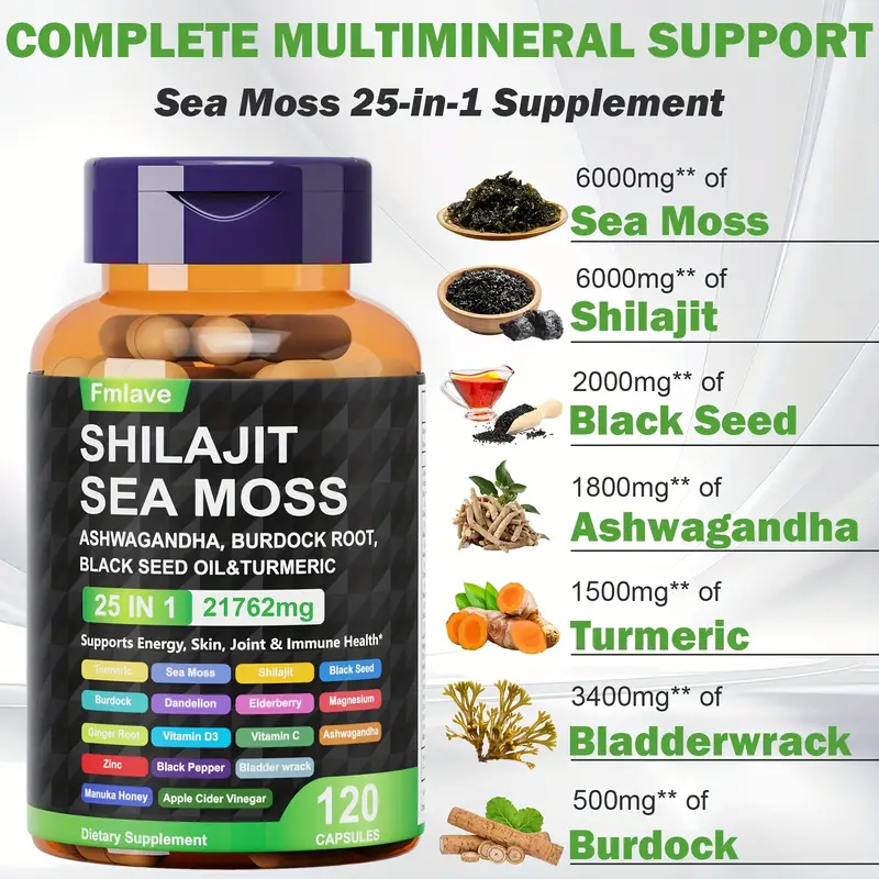 Fmlave 25 in 1 Sea Moss Black  - Black Seed Oil Capsule recensie en prijs