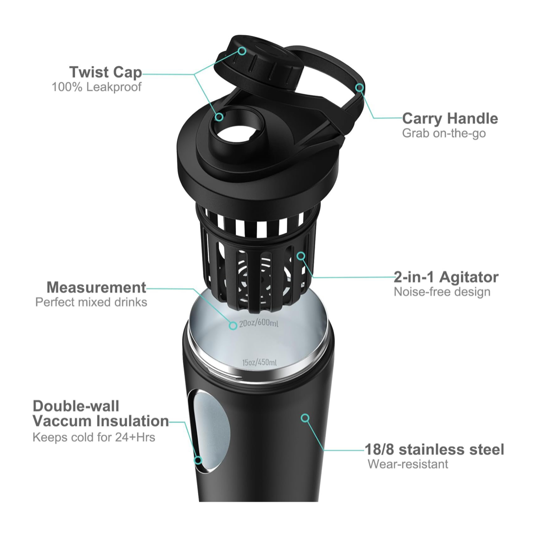 Portable 25oz Stainless Steel  - Protein Shaker Bottle recensie en prijs